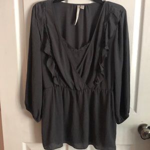 LC Lauren Conrad Grey Lace Layered Blouse